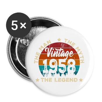 Vintage 1958 Legend Circle - Buttons large 2.2''/56 mm (5-pack) - white - Front