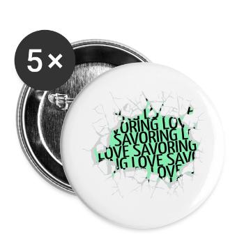 Déclaration : amour de soi, amour, langues, nourriture, culture - Lot de 5 grands badges (56 mm) - blanc - Devant