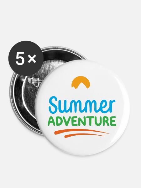 Sommer-Abenteuer - Buttons groß 56 mm (5er Pack) - Weiß
