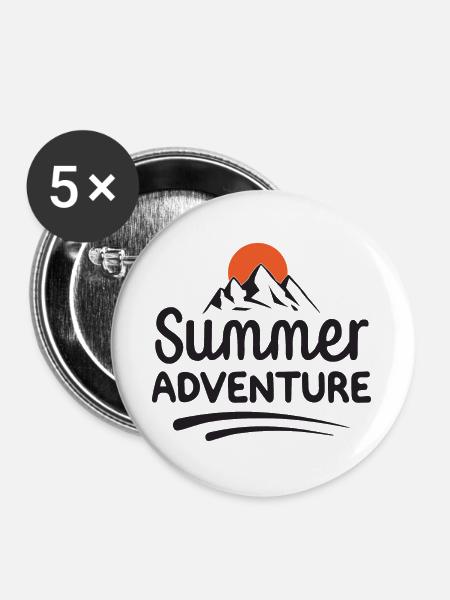 Sommer-Abenteuer - Buttons groß 56 mm (5er Pack) - Weiß