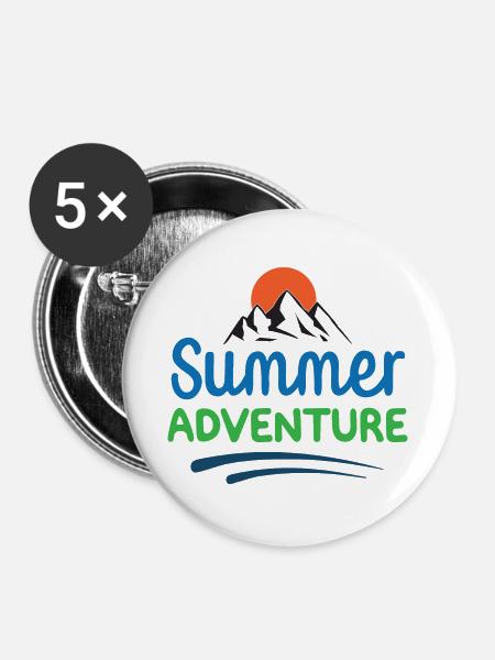 Sommer-Abenteuer - Buttons groß 56 mm (5er Pack) - Weiß