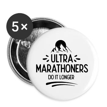 Ultra-Marathonläufer machen es länger - Buttons groß 56 mm (5er Pack) - Weiß - Vorne