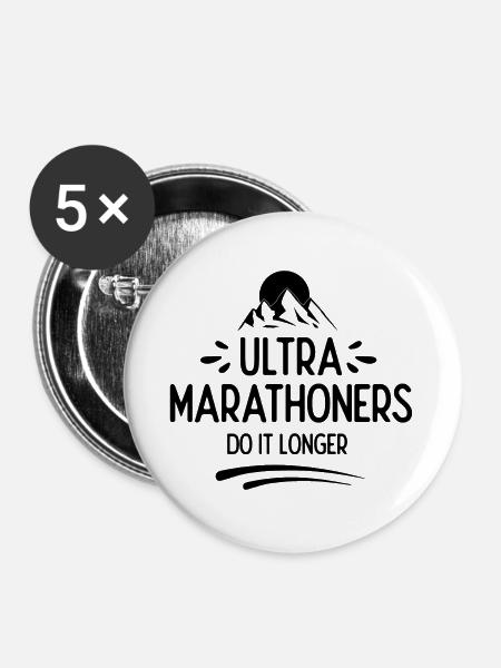 Ultra-Marathonläufer machen es länger - Buttons groß 56 mm (5er Pack) - Weiß