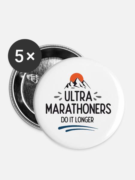 Ultra-Marathonläufer machen es länger - Buttons groß 56 mm (5er Pack) - Weiß