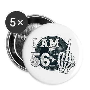 I'm 56 plus 1 middle finger Skull funny 57th - Buttons large 2.2''/56 mm (5-pack) - white - Front