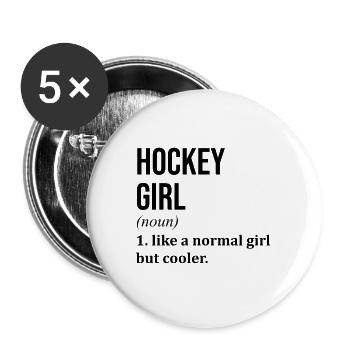 Hockey - Buttons groß 56 mm (5er Pack) - Weiß - Vorne