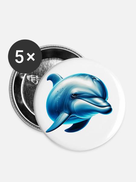 Delfin - Buttons groß 56 mm (5er Pack) - Weiß