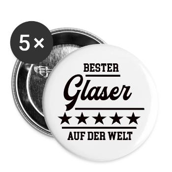 Bester Glaser der Welt weltbester Meister Chef - Buttons groß 56 mm (5er Pack) - Weiß - Vorne