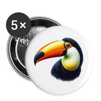 Tukan - Buttons groß 56 mm (5er Pack) - Weiß - Vorne
