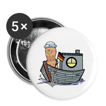 Ahoy Moin Allemagne marin marin drapeau - Lot de 5 grands badges (56 mm) - blanc - Devant