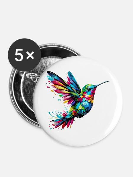 Kolibri - Buttons groß 56 mm (5er Pack) - Weiß