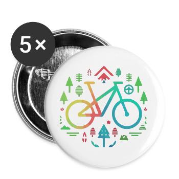 Minimalist Bicycle and Nature Outline - Buttons large 2.2''/56 mm (5-pack) - white - Front