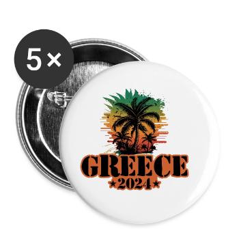 Greece 2024 Team Palm Trees Multicolored - Buttons large 2.2''/56 mm (5-pack) - white - Front
