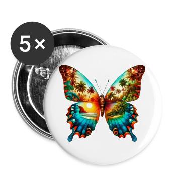 Papillon - Lot de 5 grands badges (56 mm) - blanc - Devant