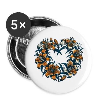 Tiger lily - Buttons large 2.2''/56 mm (5-pack) - white - Front