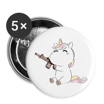 petite licorne fun et mignone - Lot de 5 grands badges (56 mm) - blanc - Devant