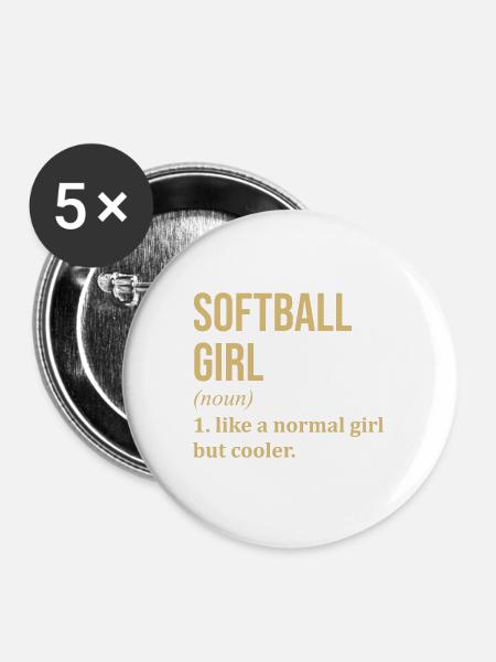 Softball Softball Softball - Buttons groß 56 mm (5er Pack) - Weiß