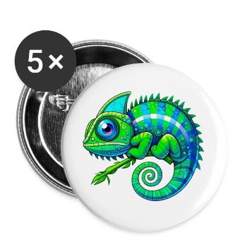 Caméléon - Lot de 5 grands badges (56 mm) - blanc - Devant