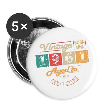 Original 1961 Vintage - 1961 Birthday Gift - Buttons large 2.2''/56 mm (5-pack) - white - Front