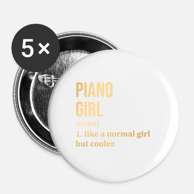 Klavier - Buttons groß 56 mm (5er Pack) - Weiß