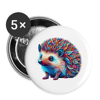 Igel - Buttons groß 56 mm (5er Pack) - Weiß - Vorne