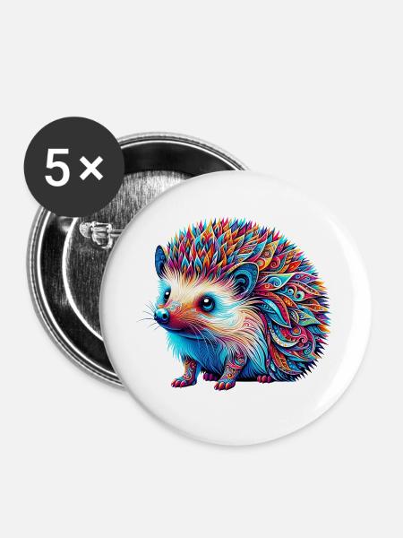 Igel - Buttons groß 56 mm (5er Pack) - Weiß