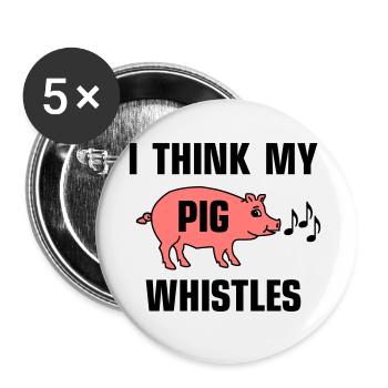 I think my pig whistles - Buttons large 2.2''/56 mm (5-pack) - white - Front