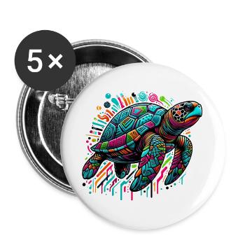 Tortue - Lot de 5 grands badges (56 mm) - blanc - Devant
