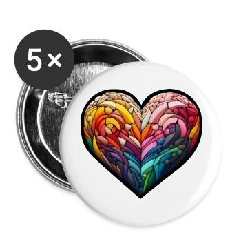 Heart of Glass - Buttons large 2.2''/56 mm (5-pack) - white - Front