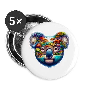 Koala - Buttons groß 56 mm (5er Pack) - Weiß - Vorne