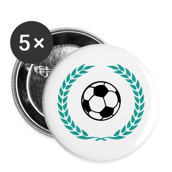 fussball icon lorbeerkranz - Buttons groß 56 mm (5er Pack) - Weiß - Vorne