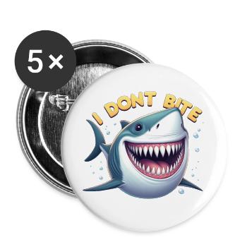 Ich beiße nicht… wirklich! - Buttons groß 56 mm (5er Pack) - Weiß - Vorne