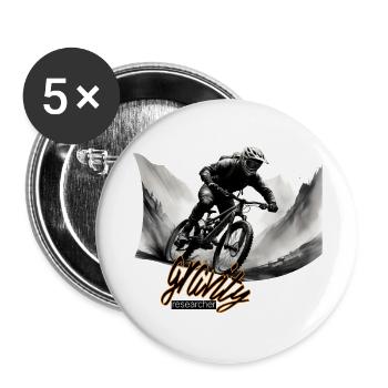 fahrrad, bike, downhill - Buttons groß 56 mm (5er Pack) - Weiß - Vorne