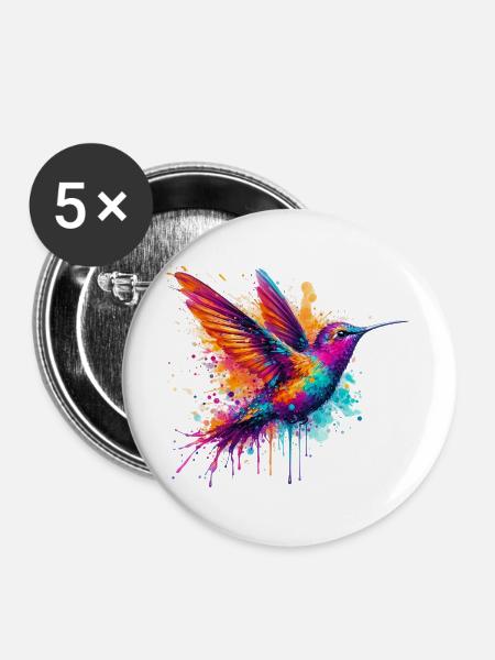 Kolibri - Buttons groß 56 mm (5er Pack) - Weiß