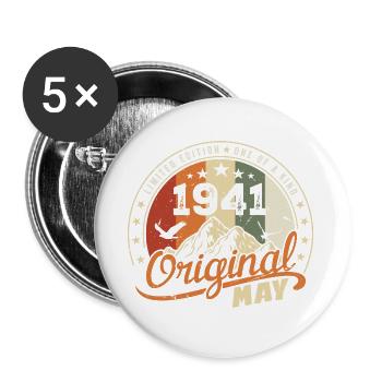 Mai 1941 Vintage Nées En Mai 1941 Anniversaire - Lot de 5 grands badges (56 mm) - blanc - Devant