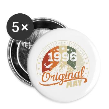 May 1996 Vintage Born In May 1996 Birthday - Buttons large 2.2''/56 mm (5-pack) - white - Front