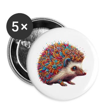 Igel - Buttons groß 56 mm (5er Pack) - Weiß - Vorne