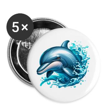 Delfin - Buttons groß 56 mm (5er Pack) - Weiß - Vorne