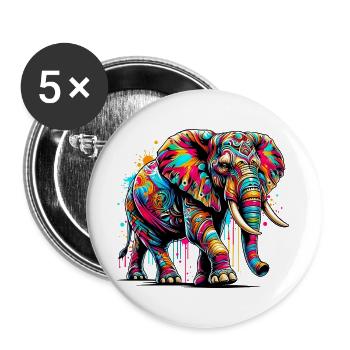 Elephant - Buttons large 2.2''/56 mm (5-pack) - white - Front