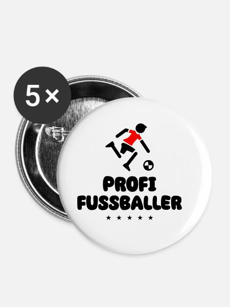 Fussball Profi - Buttons groß 56 mm (5er Pack) - Weiß