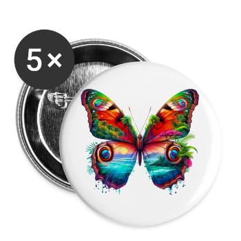 Schmetterling - Buttons groß 56 mm (5er Pack) - Weiß - Vorne