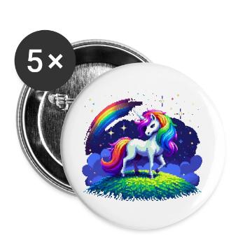 Einhorn Magie - Buttons groß 56 mm (5er Pack) - Weiß - Vorne