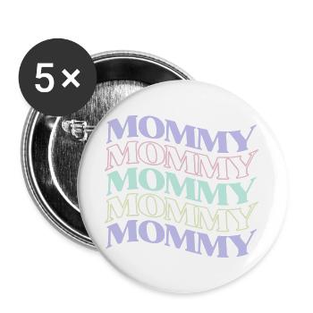 Pastel Mommy Retro Hippie für Muttertag - Buttons groß 56 mm (5er Pack) - Weiß - Vorne