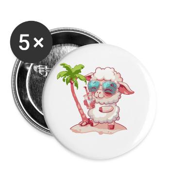 Sheep Summer Beach Holiday - Buttons large 2.2''/56 mm (5-pack) - white - Front