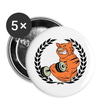 Tiger Muscle Bodybuilder - Lot de 5 grands badges (56 mm) - blanc - Devant