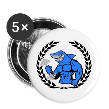 shark hai bodybuilding Hantel - Buttons groß 56 mm (5er Pack) - Weiß - Vorne