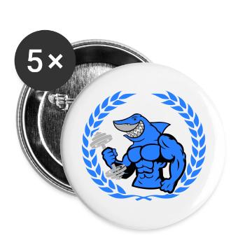 shark hai bodybuilding Hantel - Buttons groß 56 mm (5er Pack) - Weiß - Vorne