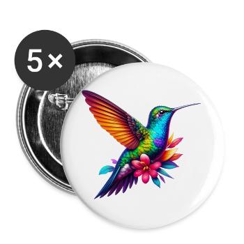 Kolibri - Buttons groß 56 mm (5er Pack) - Weiß - Vorne