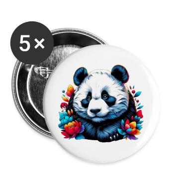 Panda - Buttons groß 56 mm (5er Pack) - Weiß - Vorne