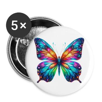 Schmetterling - Buttons groß 56 mm (5er Pack) - Weiß - Vorne